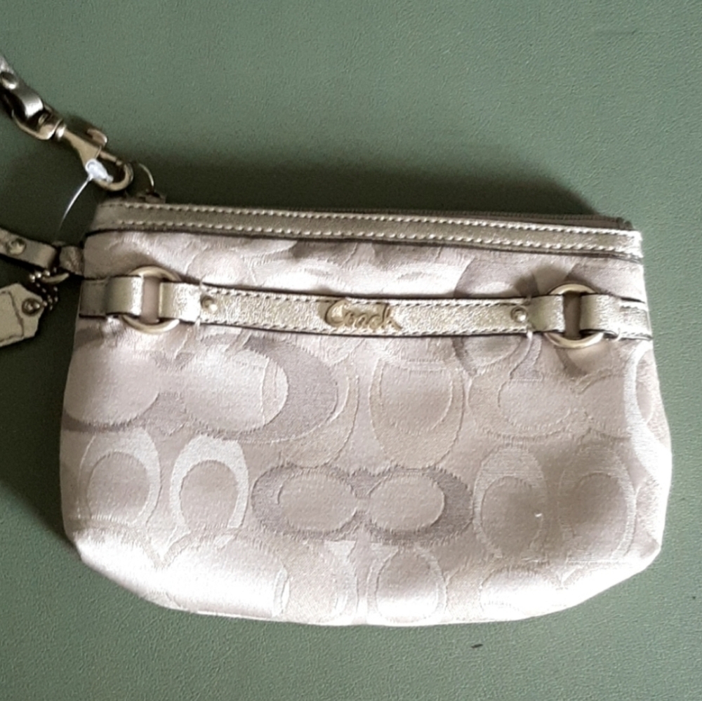 Coach Beige Signature Wristlet